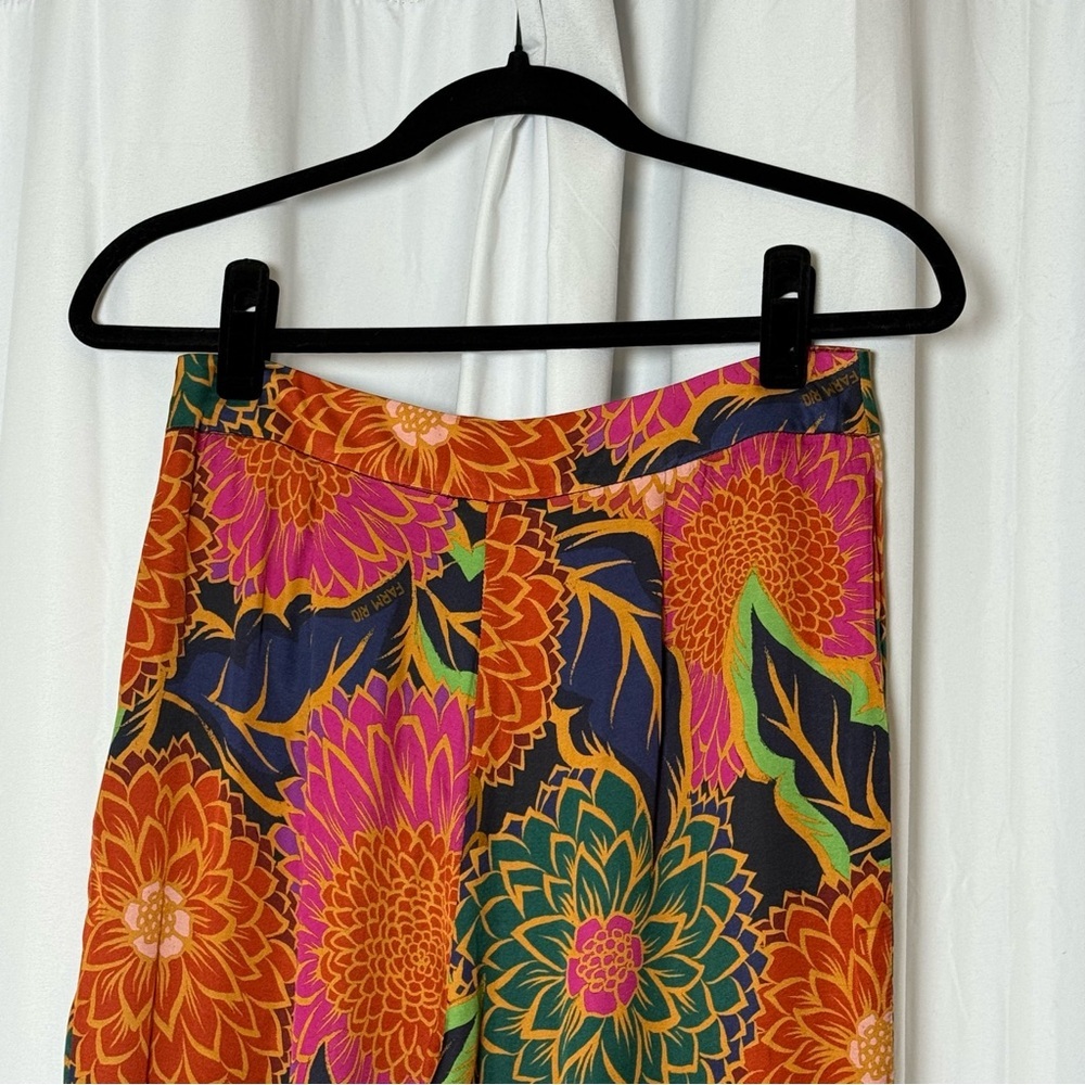 Farm Rio Vintage Garden Satin Flare Pants Womens Small NWT Luxe Boho - Picture 10 of 16